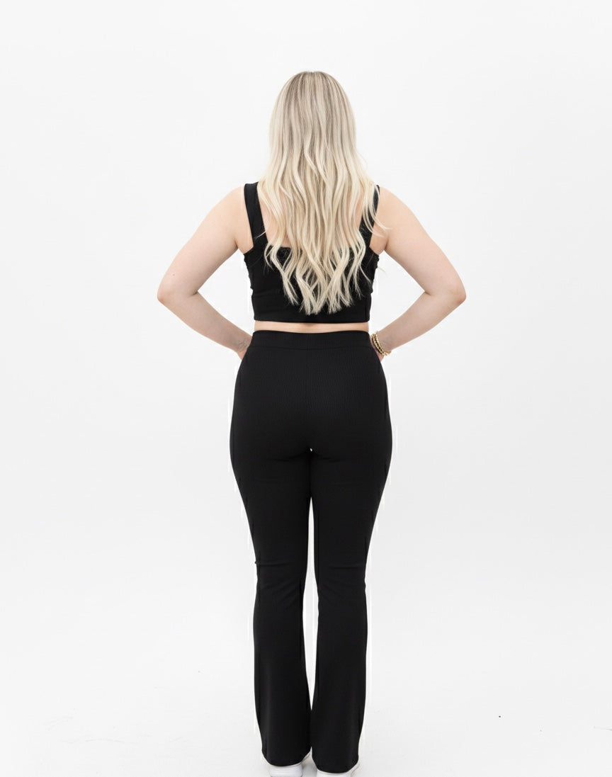 RIYA Fit Yüksek Bel İspanyol Paça Tayt & Crop Atlet Takım