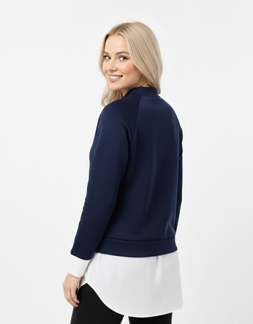 Kadın Katmanlı Gömlek Detaylı Triko Sweatshirt