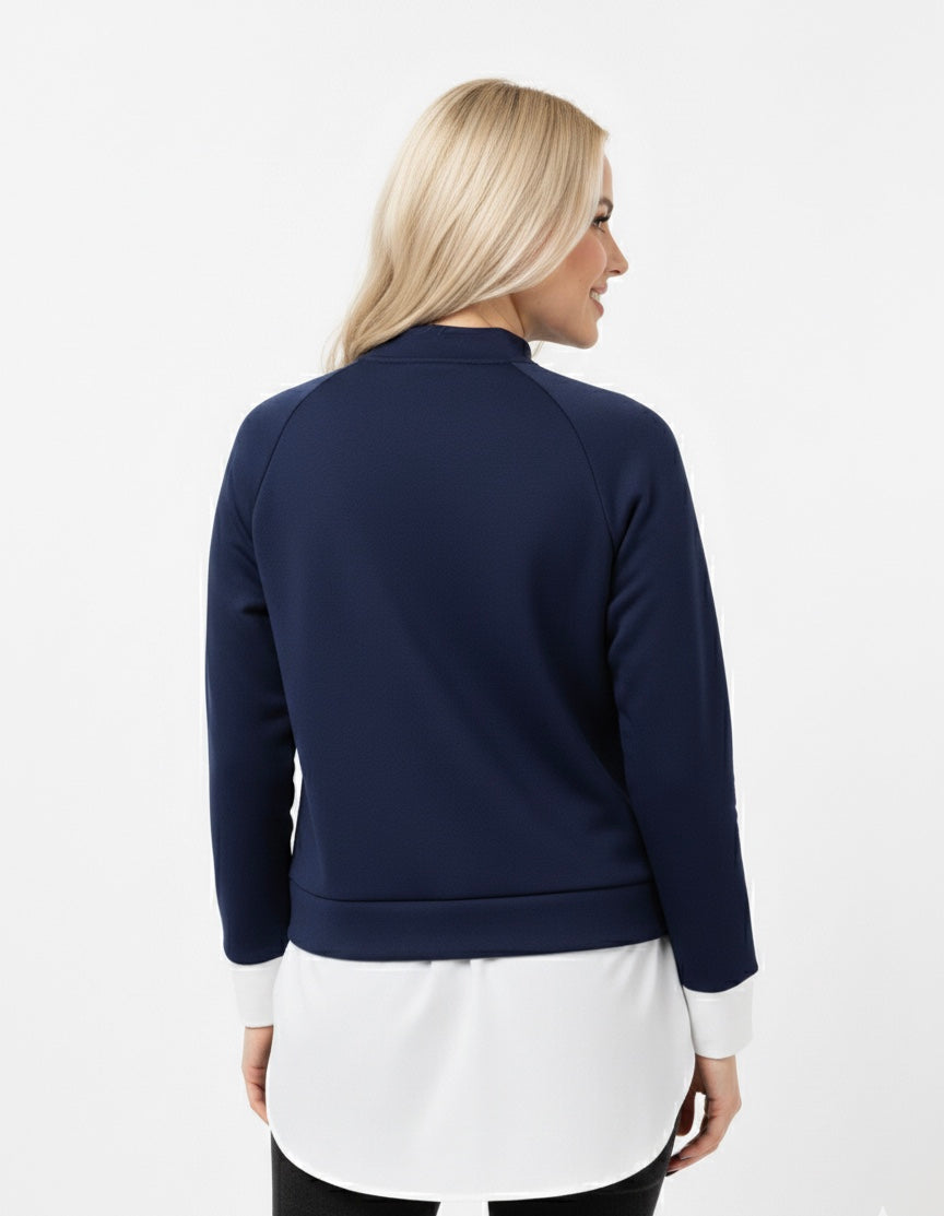 Kadın Katmanlı Gömlek Detaylı Triko Sweatshirt