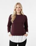 Kadın Katmanlı Gömlek Detaylı Triko Sweatshirt
